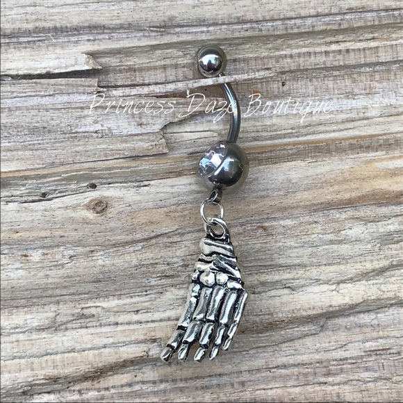 Silver‎ Skeleton Belly Button Ring - Picture 1 of 1